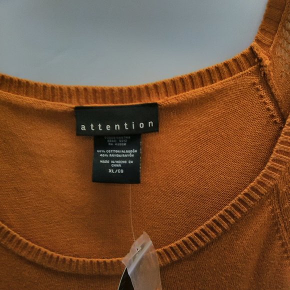 Attention Pointelle Women's Long Sleeve Sweater Color Orange Size XL NWT - Picture 5 of 6